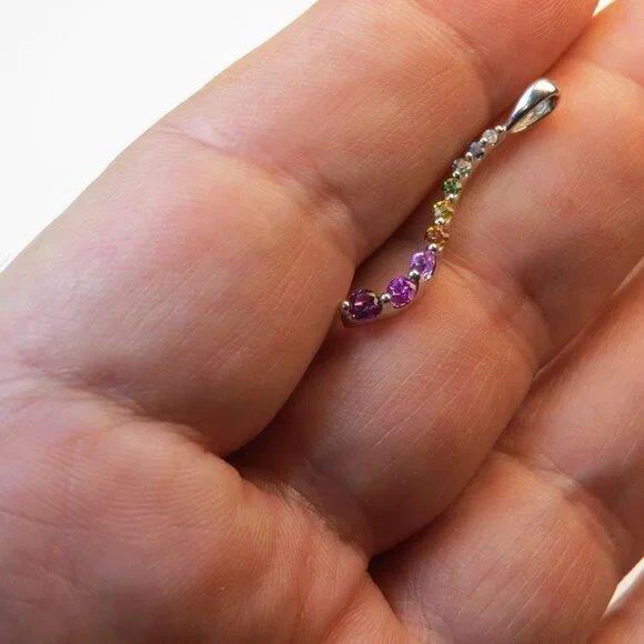 $1600 10k Gold Turmaline Sapphire Diamond Pendent 0.30 Carat tot